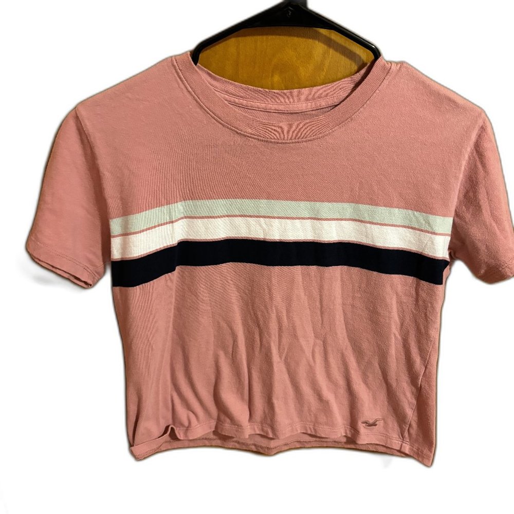 Hollister Pink Modern Stripe T-shirt XS